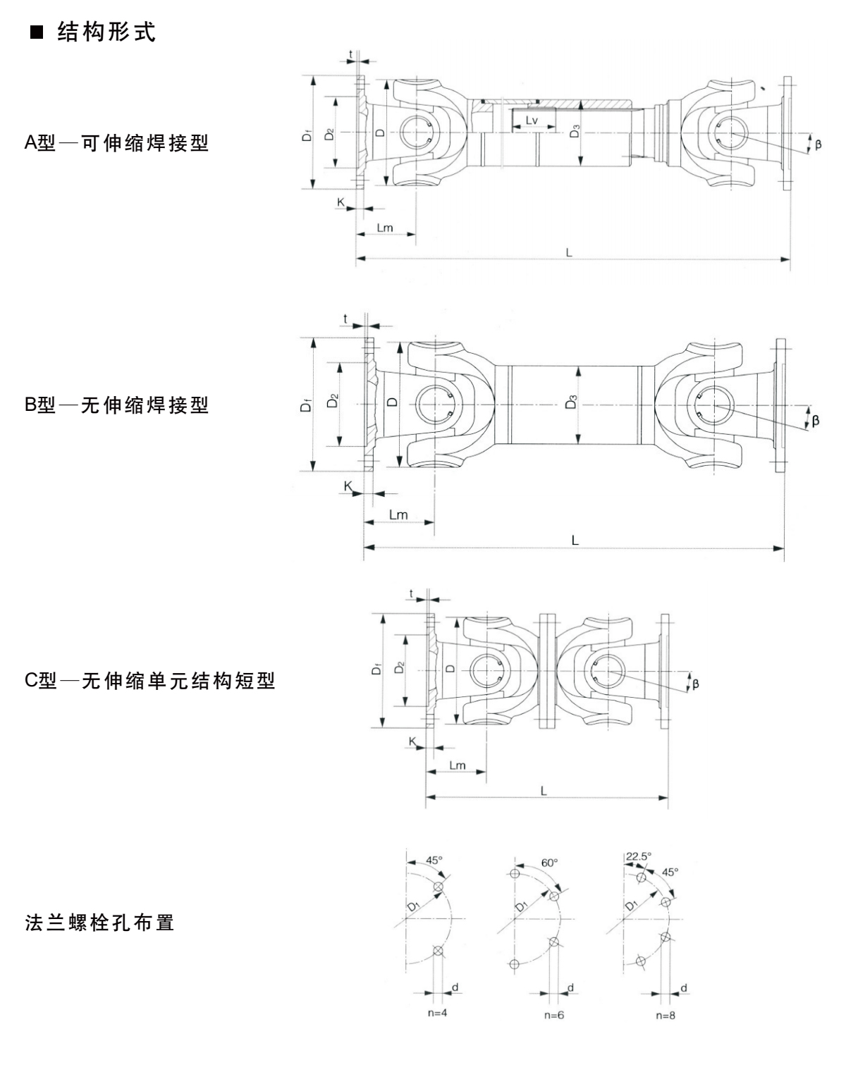 SWC-I輕型十字軸萬向聯(lián)軸器產(chǎn)品規(guī)格圖