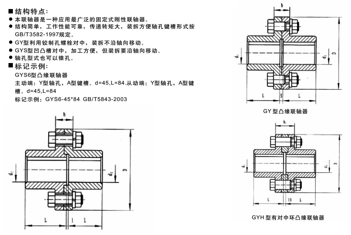 GY GYS GYH型凸緣聯(lián)軸器產(chǎn)品規(guī)格