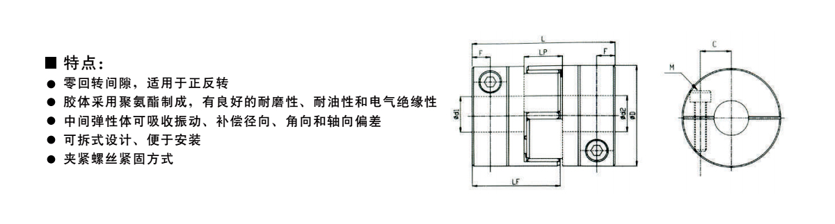 GFC-鋁合金梅花型聯(lián)軸器系列產(chǎn)品規(guī)格