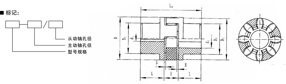 星形彈性聯(lián)軸器產(chǎn)品規(guī)格圖
