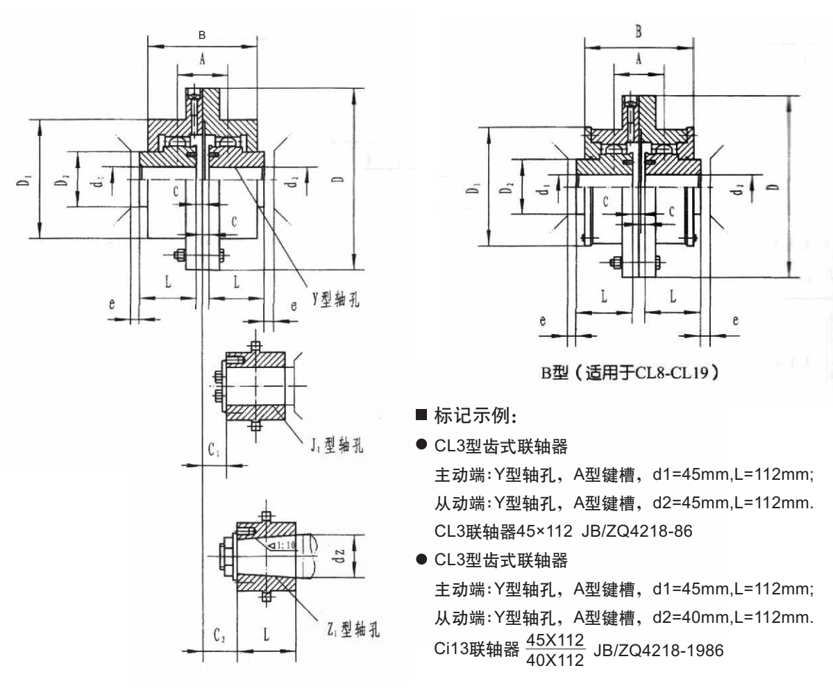 CL型鼓形齒式聯(lián)軸器產(chǎn)品規(guī)格圖